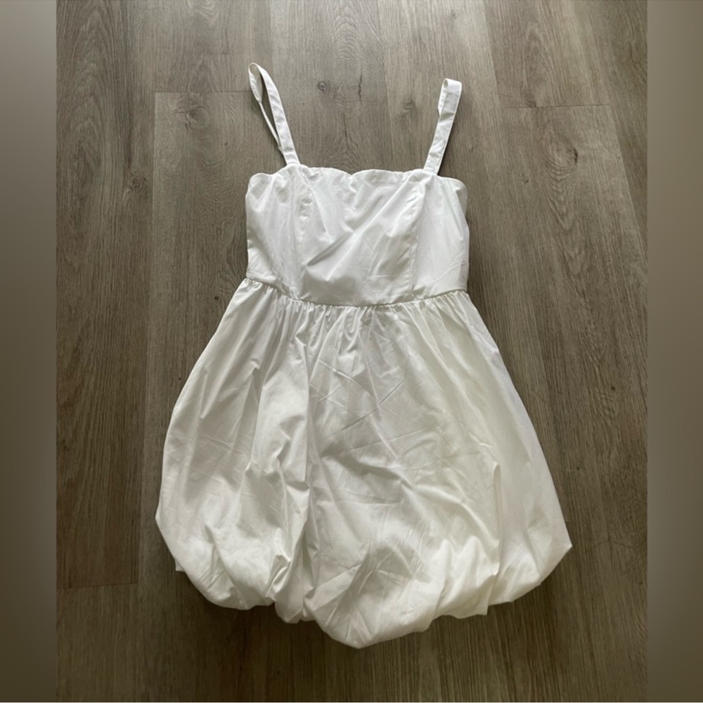 francescas adrienne white waisted bubble hem mini summer sun dress small NEW